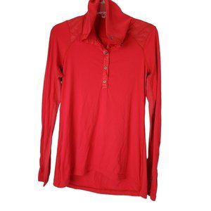 Lululemon Athletic Pedal Power LS Red Lightweight Large Pullover Top SN Athletic
